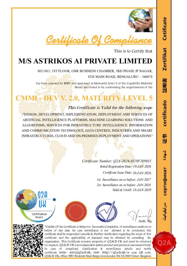 MS ASTRIKOS AI PRIVATE LIMITED CMMI DEV V20 Level 5